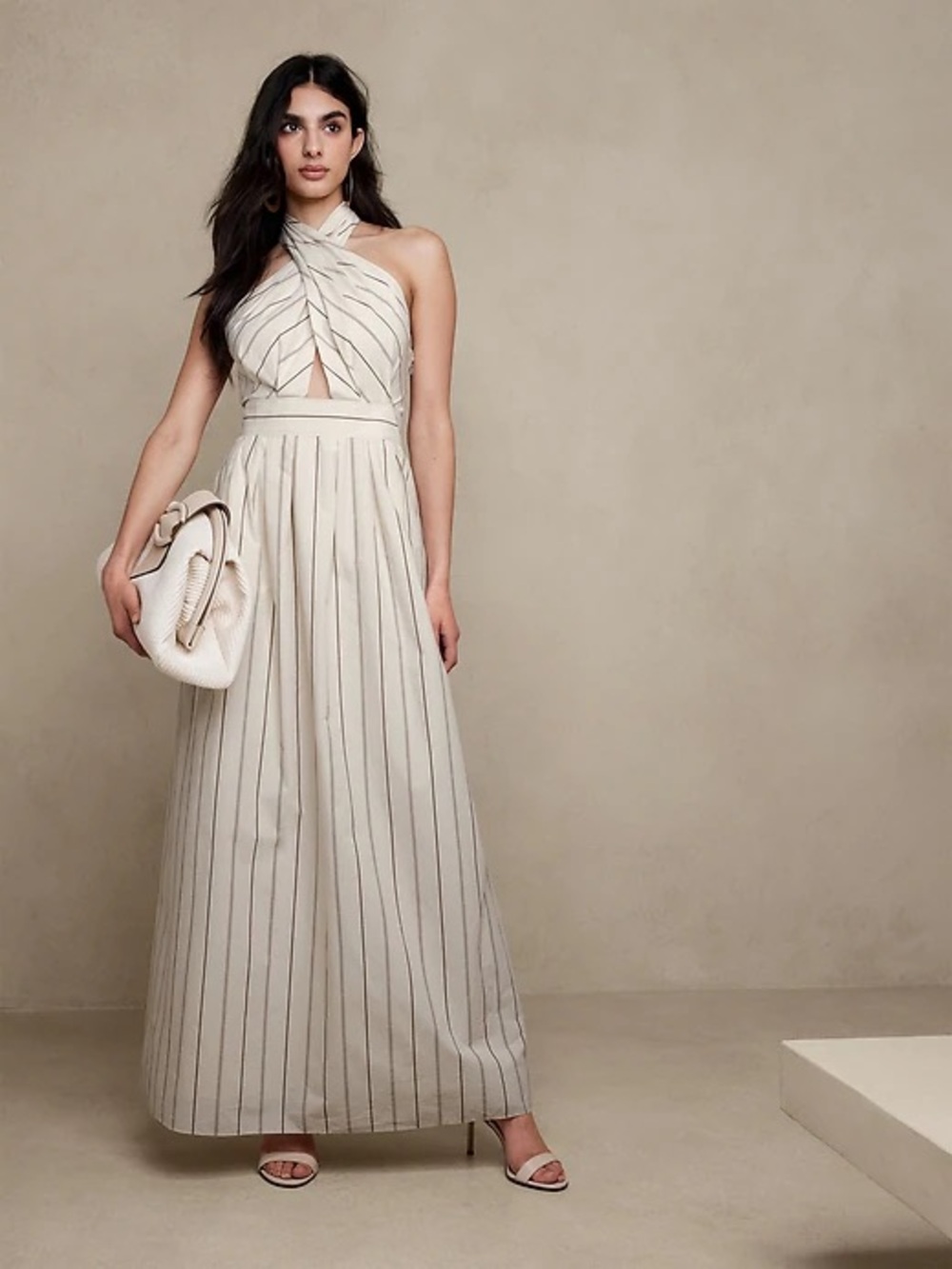 Banana Republic RHAPSODY POPLIN Halter MAXI DRESS Classic Timeless Summer NWOT 0